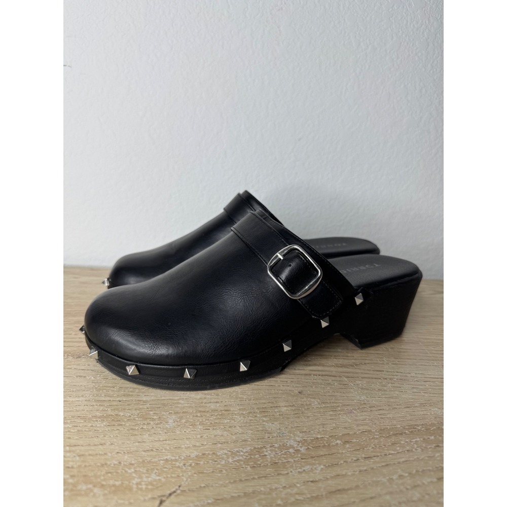 Torrid Womens Black Studded Buckle Strap Clogs Mules 10WW Wedges Heels Goth Punk